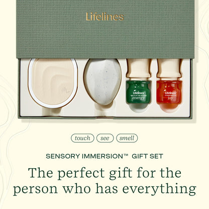 Lifelines Sensory Immersion Gift Set - Includes Everyday Aromatherapy Diffuser, Fidget Grounding Stone & 2 Essential Oil Blends - Unique Sensory Gifts for Women & Men