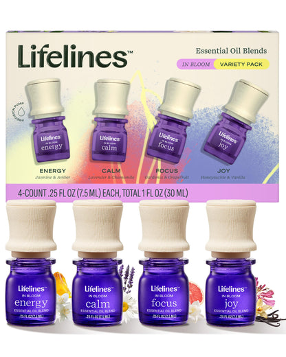 Lifelines Essential Oil Blends 4-Pack In Bloom – Joy, Calm, Focus & Energy