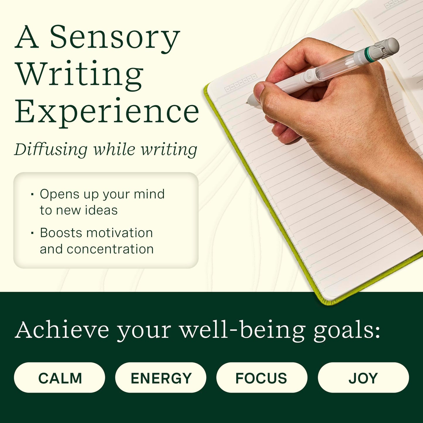 Lifelines Pen Diffuser – Crisp Mountain Air | 1mm Black Ballpoint Pen with Scented Essential Oil Blends