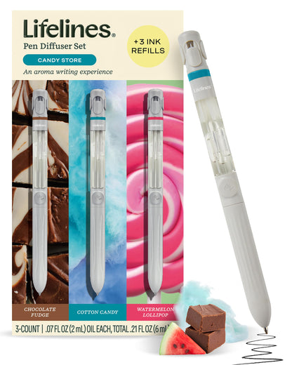 Lifelines Pen Diffuser Set – Candy Store 3-Pack, 1mm Black Ballpoint