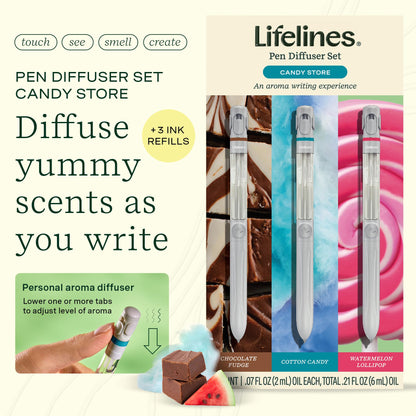 Lifelines Pen Diffuser Set – Candy Store 3-Pack, 1mm Black Ballpoint