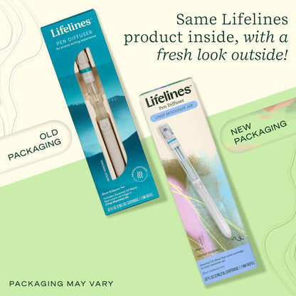 Lifelines Pen Diffuser – Crisp Mountain Air | 1mm Black Ballpoint Pen with Scented Essential Oil Blends