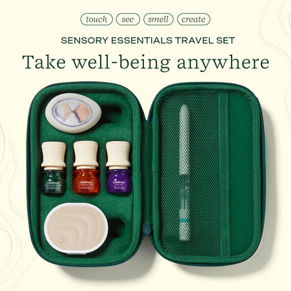 Lifelines Sensory Essentials Travel Set | Portable Diffuser, Fidget Stone & 3 Essential Oil Blends