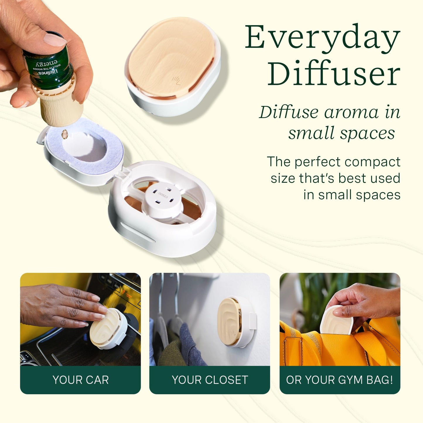 Lifelines Sensory Essentials Travel Set | Portable Diffuser, Fidget Stone & 3 Essential Oil Blends