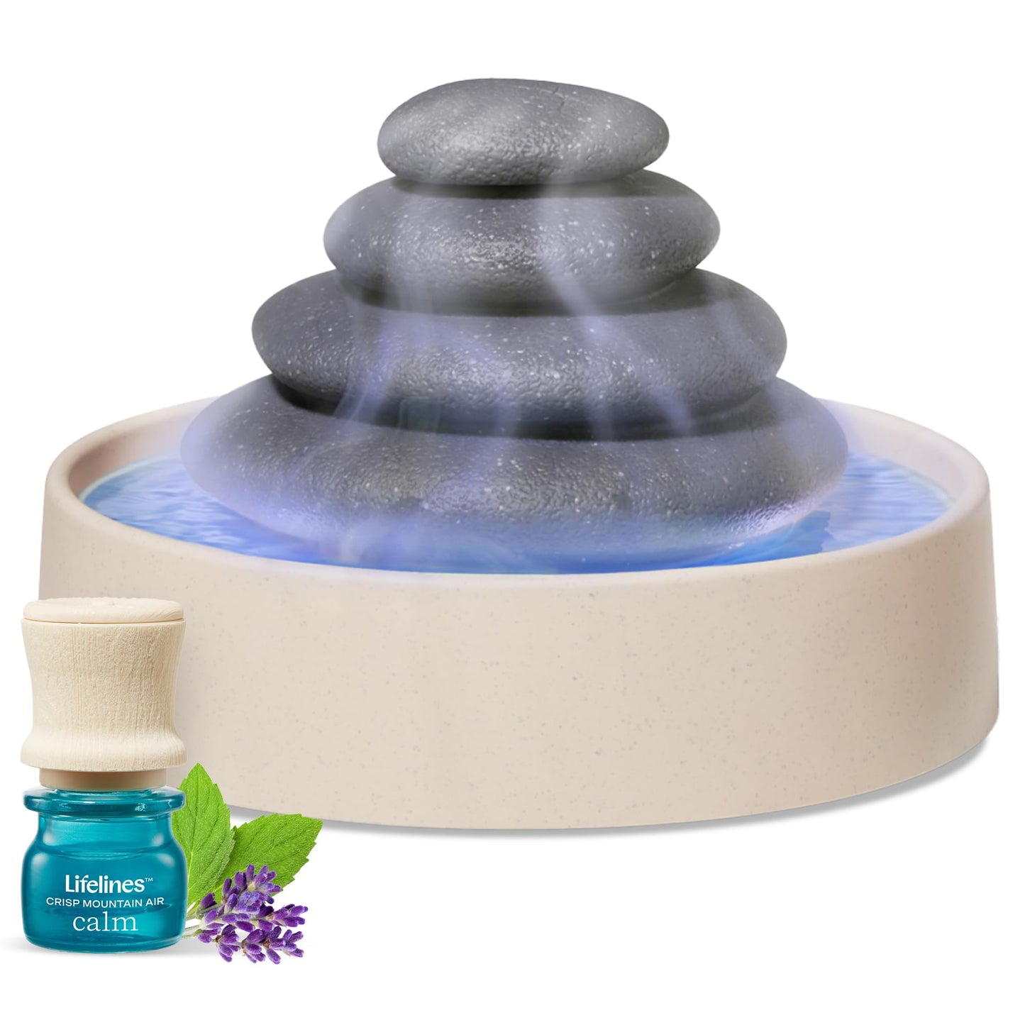 Lifelines Stacking Stones Aromatherapy Diffuser – Calming Mist & Auto-Shutoff