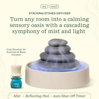 Lifelines Stacking Stones Aromatherapy Diffuser – Calming Mist & Auto-Shutoff