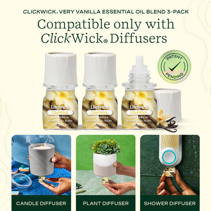 Lifelines ClickWick Very Vanilla 3-Pack – Essential Oil Blends for Lifelines Diffusers