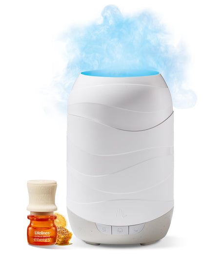 Lifelines Waves Ultrasonic Diffuser 200ml | Citrus Grove Essential Oil Blend | Aromatherapy, Lights, Timers & Auto-Shutoff