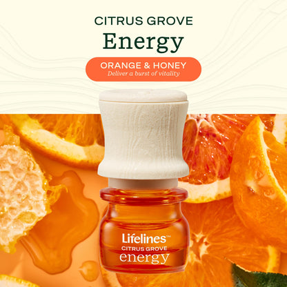 Lifelines Waves Ultrasonic Diffuser 200ml | Citrus Grove Essential Oil Blend | Aromatherapy, Lights, Timers & Auto-Shutoff