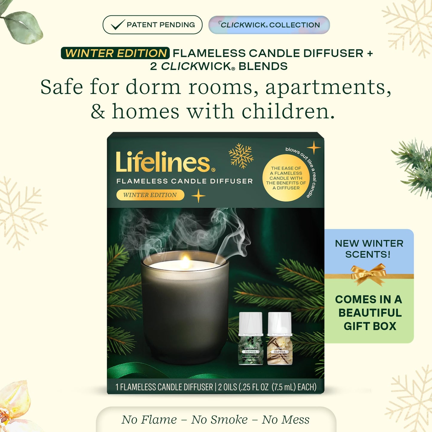 Lifelines Flameless Diffuser Winter Edition Gift Set – 2 ClickWick Blends