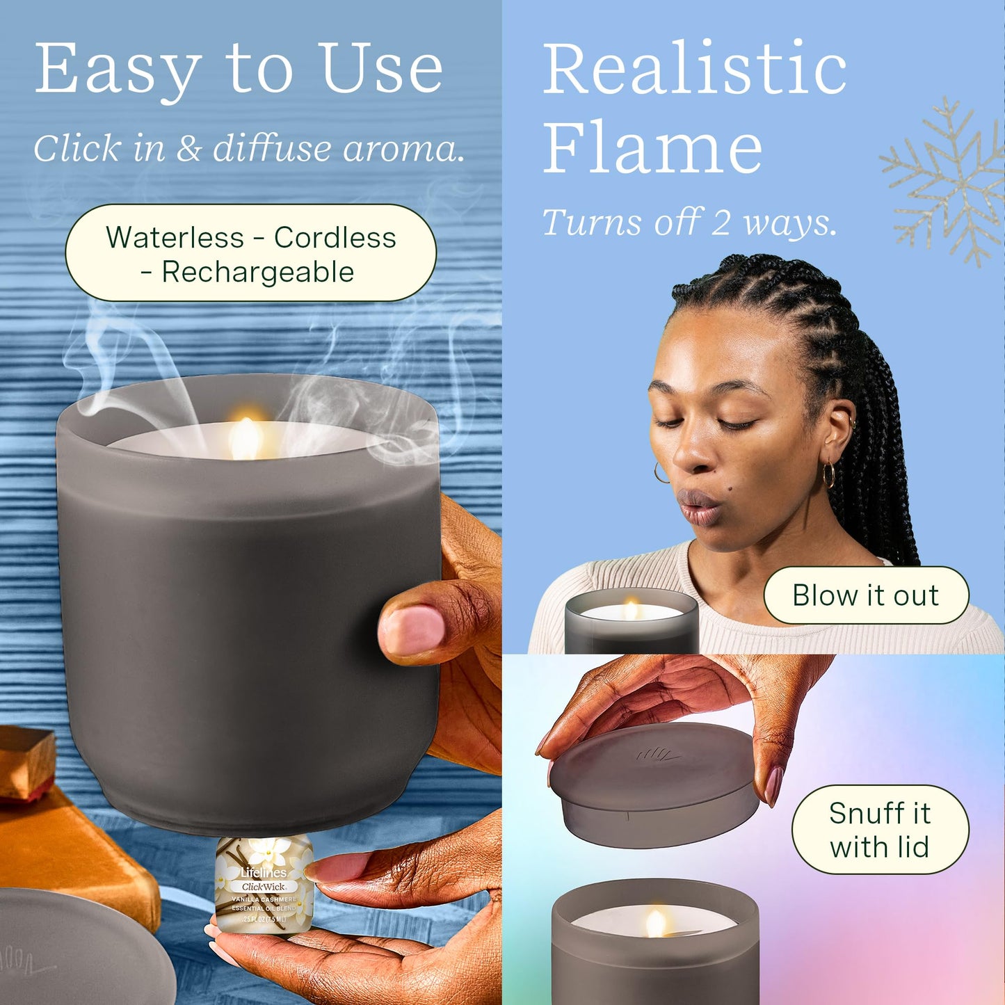 Lifelines Flameless Diffuser Winter Edition Gift Set – 2 ClickWick Blends