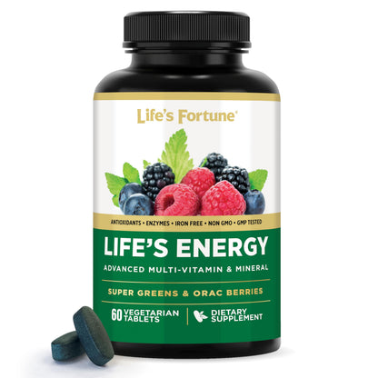 Life's Energy Daily Multivitamin for Men & Women – Iron Free, Vegetarian | Immune & Energy Support