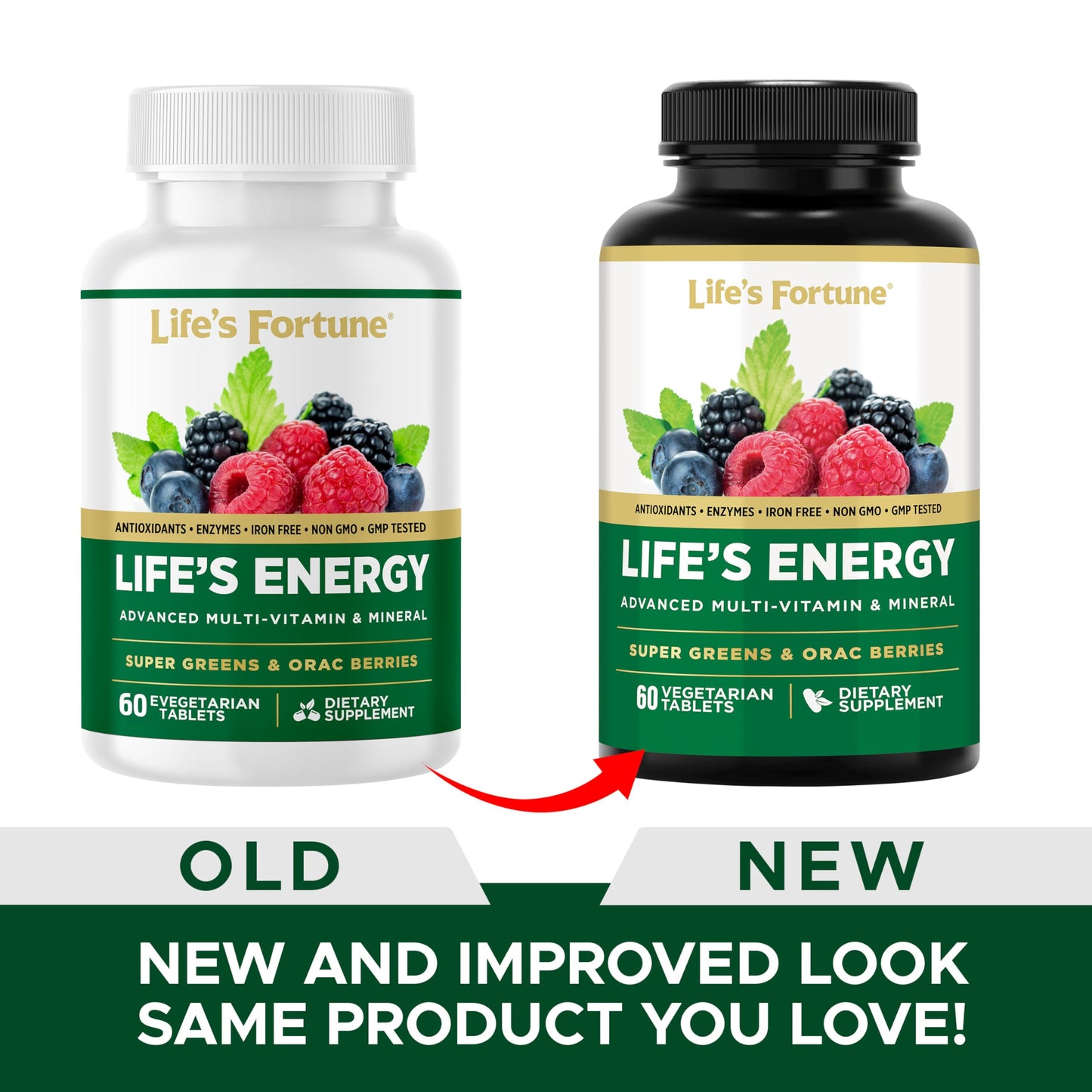 Life's Energy Daily Multivitamin for Men & Women – Iron Free, Vegetarian | Immune & Energy Support