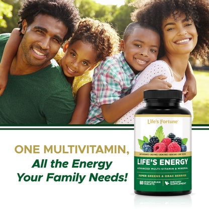 Life's Energy Daily Multivitamin for Men & Women – Iron Free, Vegetarian | Immune & Energy Support