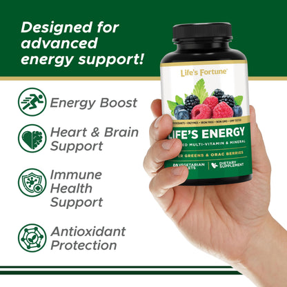 Life's Energy Daily Multivitamin for Men & Women – Iron Free, Vegetarian | Immune & Energy Support