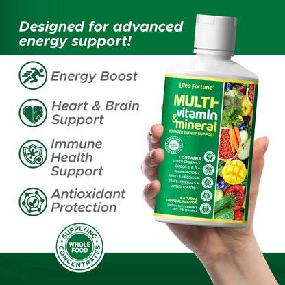 Life's Fortune Liquid Multivitamin – High Absorption Daily Vitamins for Adults & Teens | Tropical Flavor | Sugar Free | Pack of 2 (32 oz)