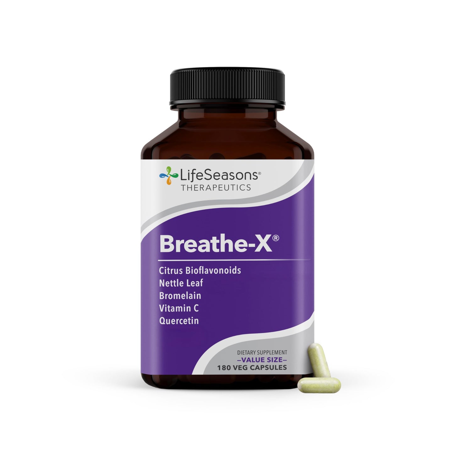 LifeSeasons Breathe-X - Non-Drowsy Allergy & Sinus Relief | Quercetin, Bromelain, Vitamin C | 180 Capsules