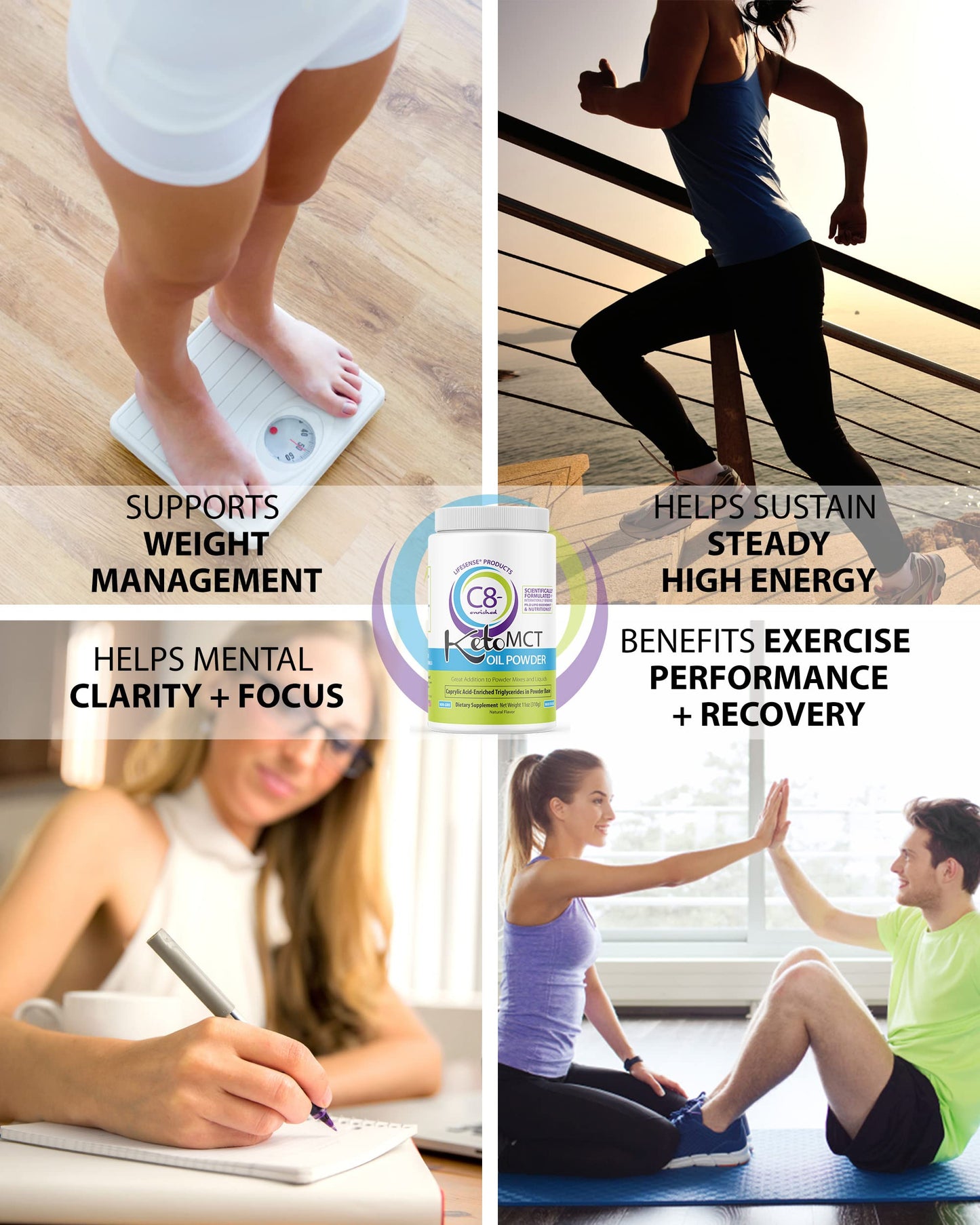 LifeSense C8 MCT Oil Powder Unflavored – Keto-Friendly, Coconut-Sourced | PhD Nutrition USA