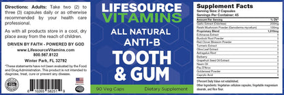 LifeSourceVitamins Tooth & Gum Anti-B Support – 90 Caps – Proprietary Formula | LVs