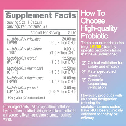 Life-Space Probiotic for Women – 60 Count, 6.3B CFU, 6 Strains, Vaginal Health & pH Balance