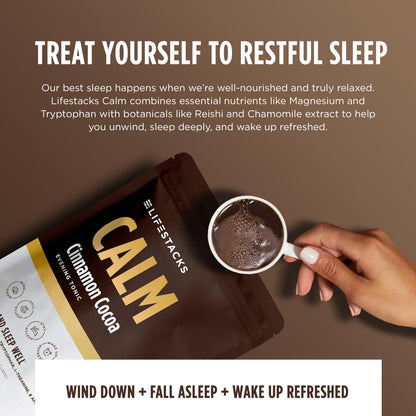 LIFESTACKS Calm Evening Tonic Sleep Powder - Cinnamon-Cocoa Nighttime Drink