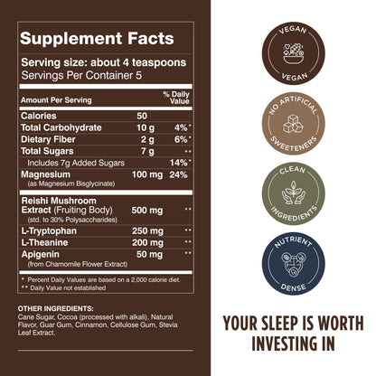 LIFESTACKS Calm Evening Tonic Sleep Powder - Cinnamon-Cocoa Nighttime Drink