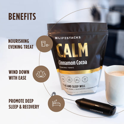 LIFESTACKS Calm Evening Tonic Sleep Powder - Cinnamon-Cocoa Nighttime Drink