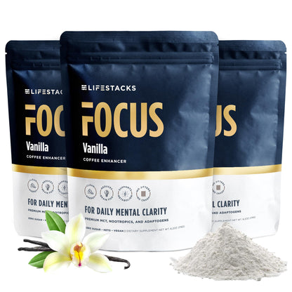 LIFESTACKS Vanilla MCT Oil 3-Pack - Boost Energy & Focus