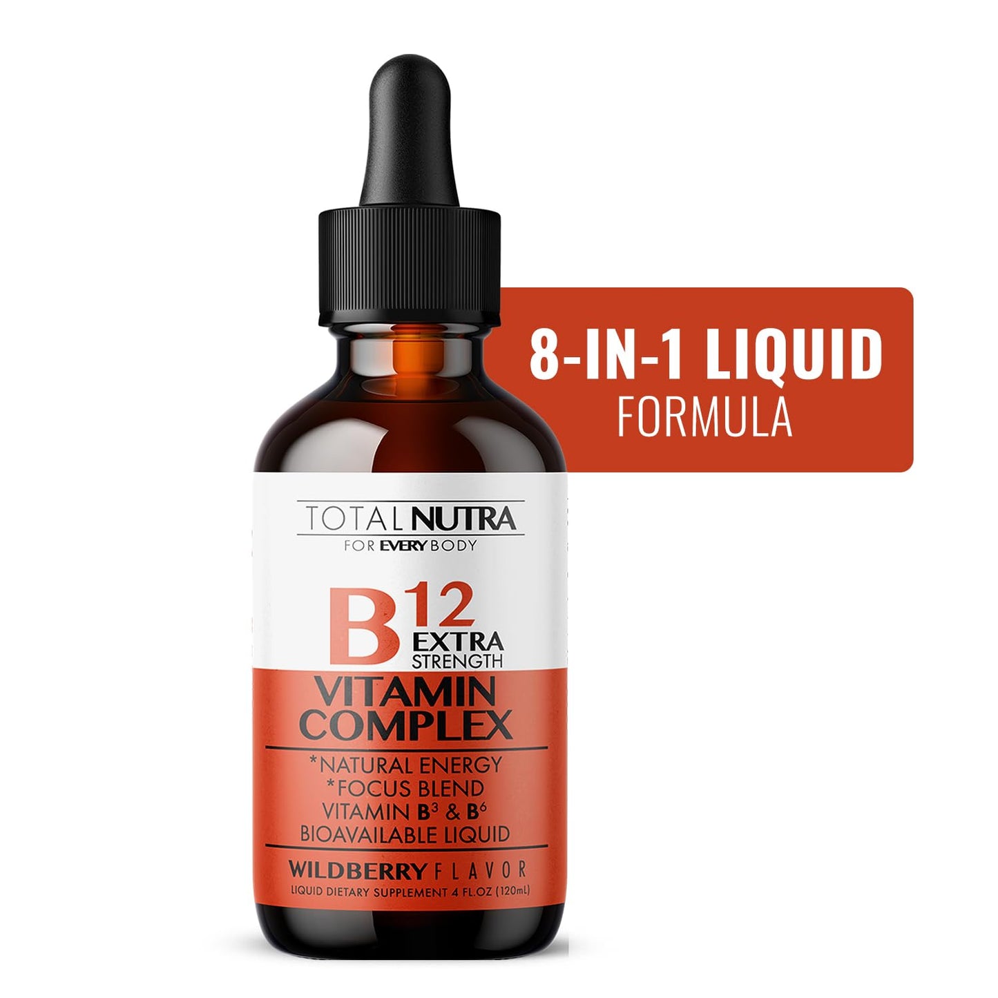 Extra Strength Liquid B12 Drops - Vegan, Non-GMO | B12/B6/B3 for Energy