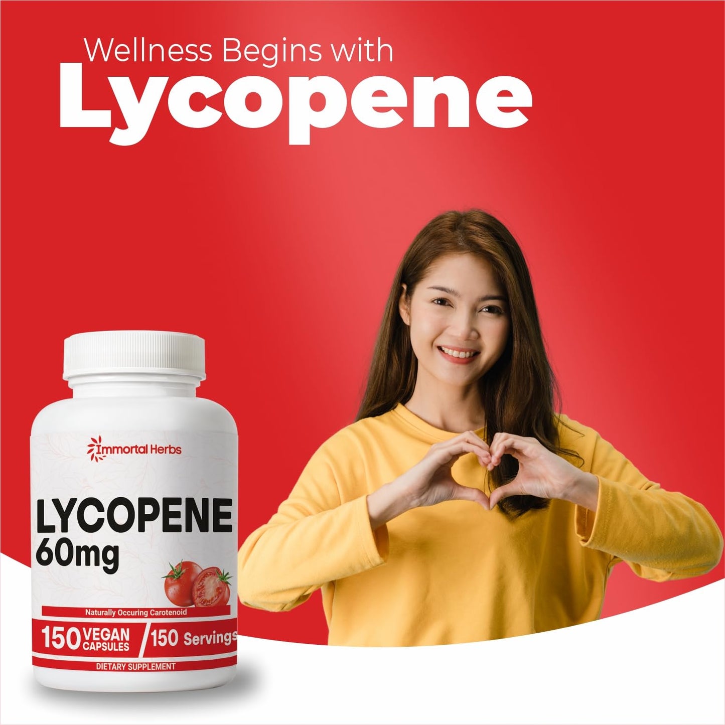 Immortal Herbs Lycopene 60mg for Men – 150 Capsules (Vegan, Non-GMO, Gluten Free)
