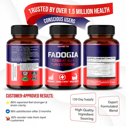 Fadogia Agrestis Supplement with Turkesterone, Tongkat Ali & D3 – Male Energy, Strength & Memory