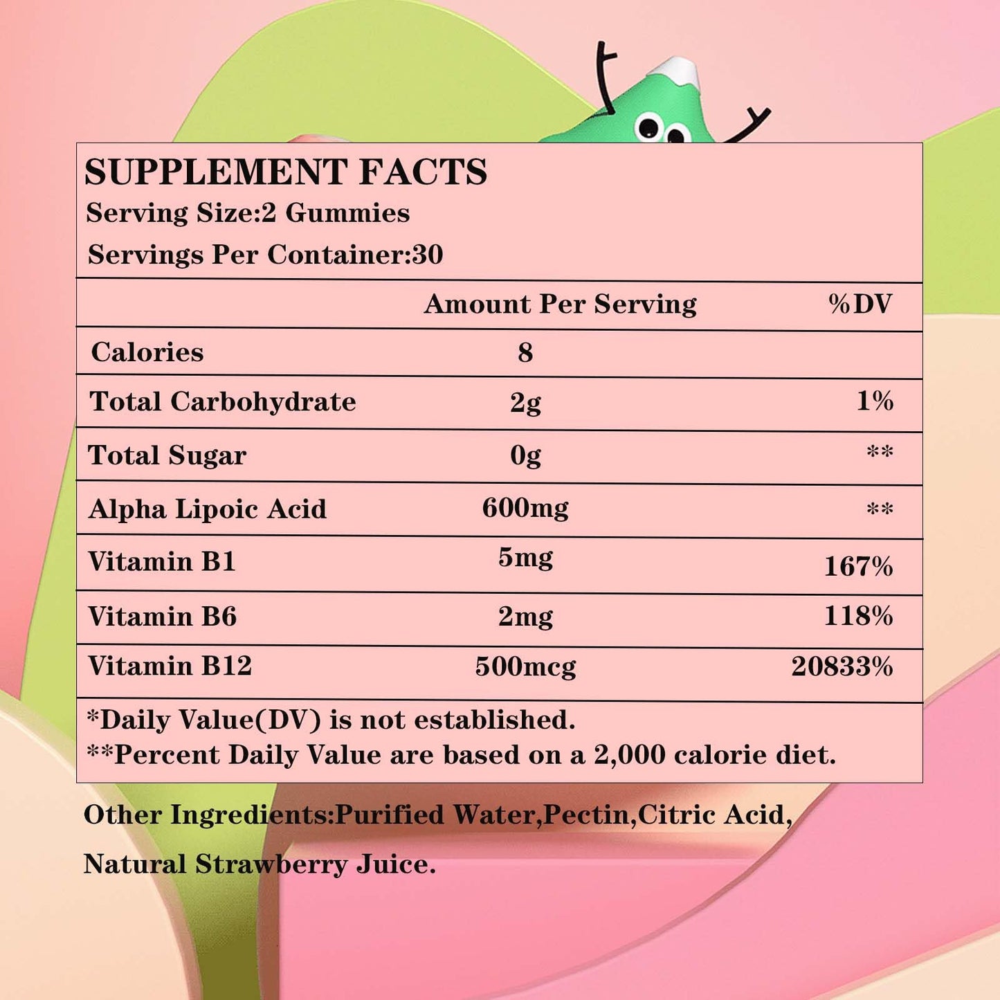 Alpha Lipoic Acid Gummies 600mg with Vitamin B1 B6 & B12 – Sugar Free, Vegan, Gluten-Free, Non-GMO | Raspberry Flavor, 60 Gummies