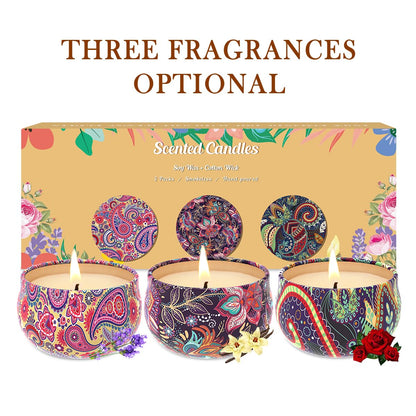 3 Pack Home Scented Candles – Lavender, Vanilla & Rose | 2.5 oz Soy