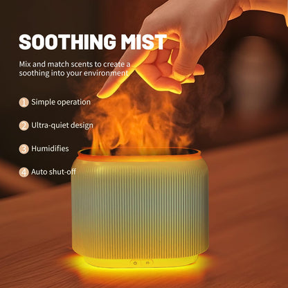 LIFFY Essential Oil Diffuser - Fireplace Flame, LED Mood Lights & Quiet Humidifier