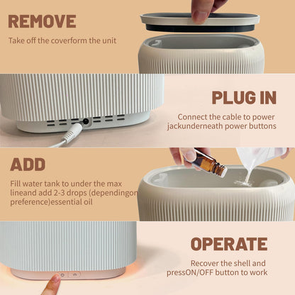 LIFFY Essential Oil Diffuser - Fireplace Flame, LED Mood Lights & Quiet Humidifier