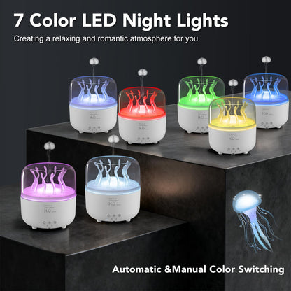 Lifgtzyn Jellyfish Diffuser 280ml - Remote Control, 7-Color LED Night Light, Auto Shut-Off