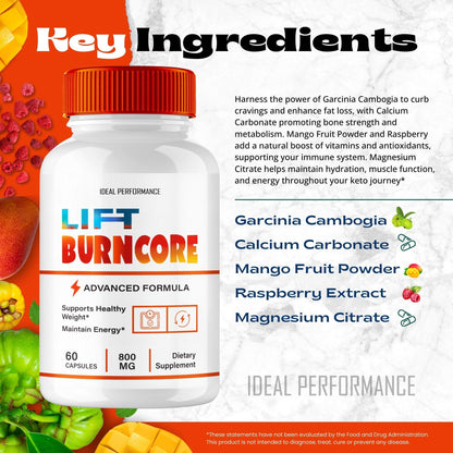 Lift BurnCore Capsules – Official Pills (60 Caps) | Maximum Strength All-Natural Keto