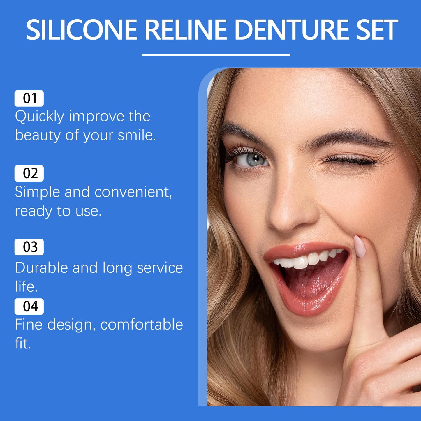 Xinshijie Soft Silicone Denture Liners - Comfortable Upper & Lower Set