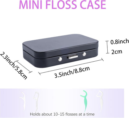 LIGHUFEIC 2Pack Dental Floss Portable Case with Mirror – Travel Floss Holder (Black)
