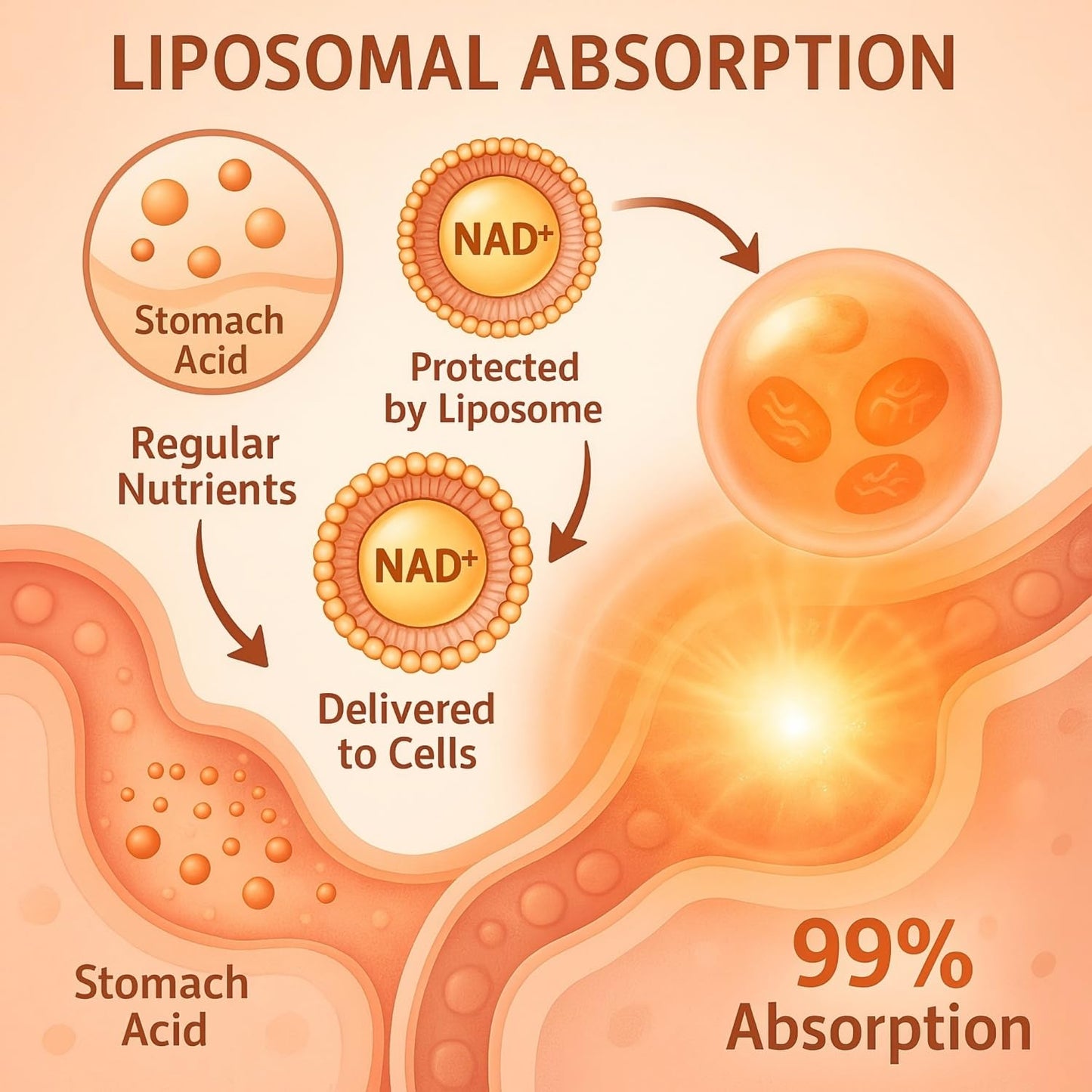 LIGUSTERI 1500 MG Liposomal NAD+ | 98%+ Absorption | NAD+ Supplement for Energy, Aging Defense, Longevity | 60 Softgels