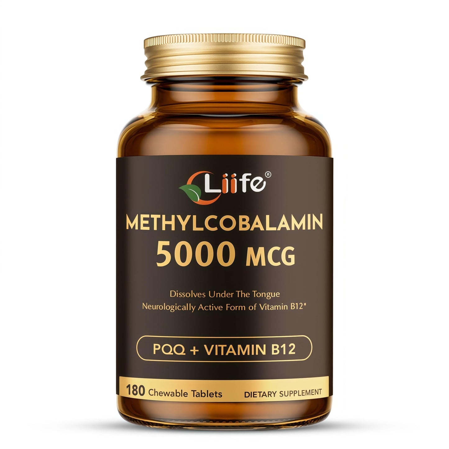 LIIFE Methylcobalamin (PQQ+Vitamin B12) 5000 MCG | 180 Chewable Tablets | Energy & Brain Health - Gluten Free