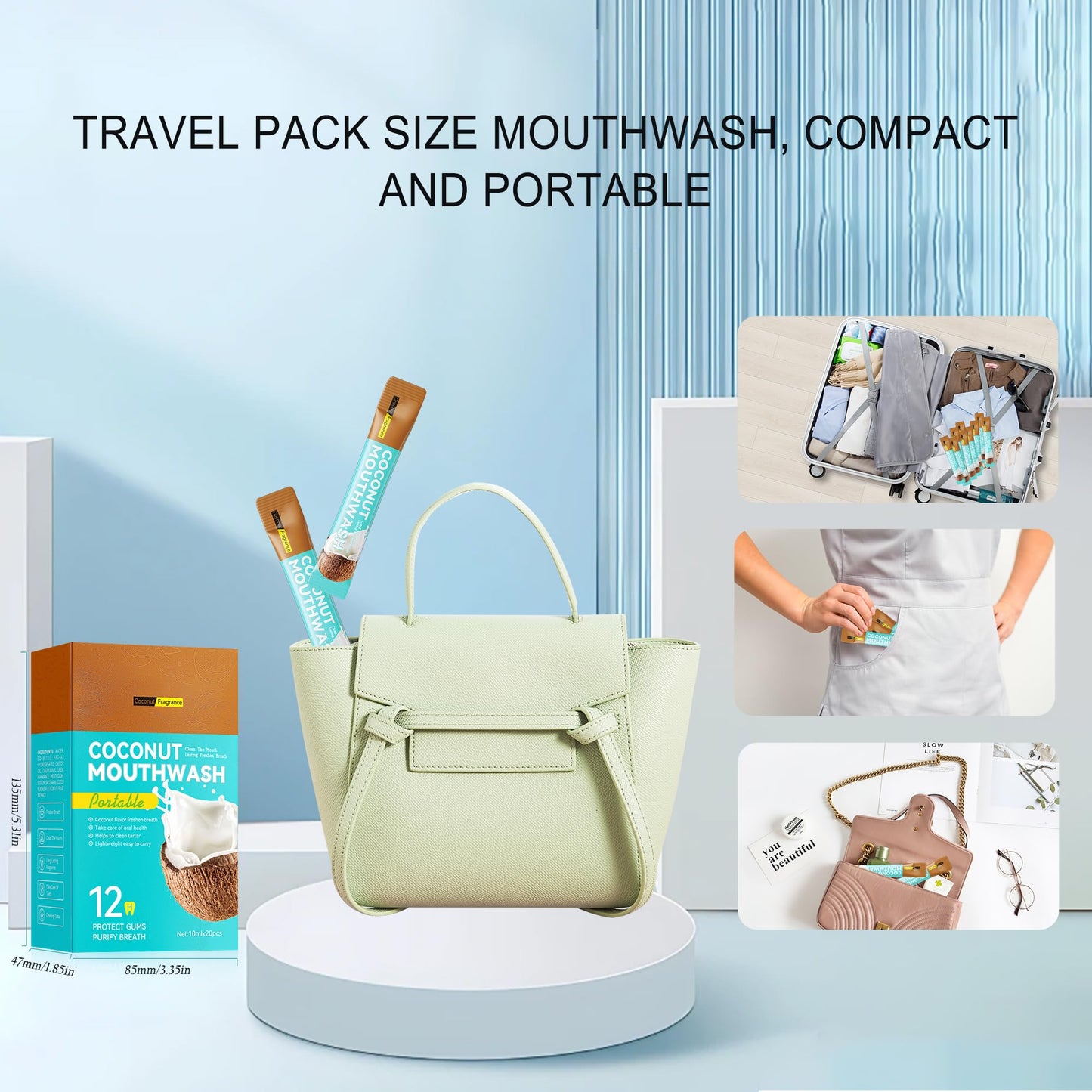 Liillya Coconut Mouthwash – Travel Size Packets, Alcohol-Free, TSA Compliant