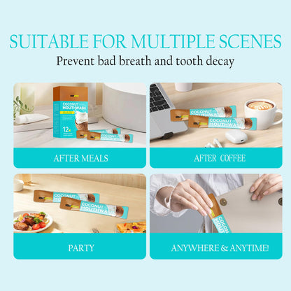 Liillya Coconut Mouthwash – Travel Size Packets, Alcohol-Free, TSA Compliant