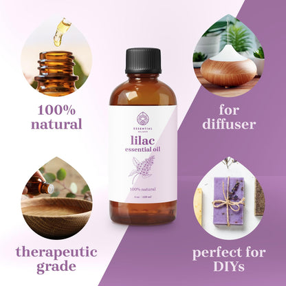 Lilac Essential Oil by Essential Delights - Premium Grade Oil (4 oz.) | for Aromatherapy, Soaps, Lotions, & Candles | Vegan & Cruelty Free