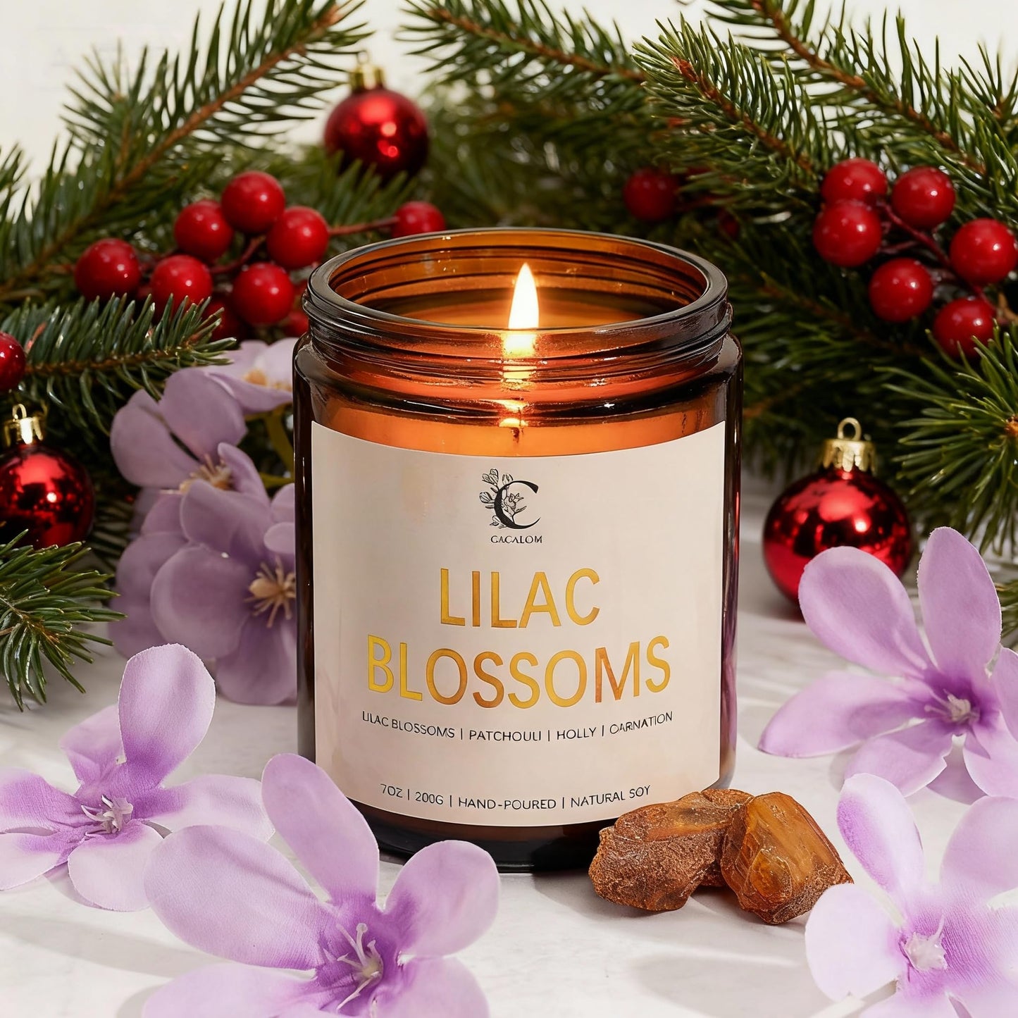 Lilac Scented Candles for Fall Decor - 7oz Long-Lasting Floral Aromatherapy