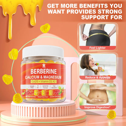 LILICARE Berberine Gummies – Sugar Free with Liposomal Berberine, Magnesium, Calcium, AMPK Activator – Pack of 2