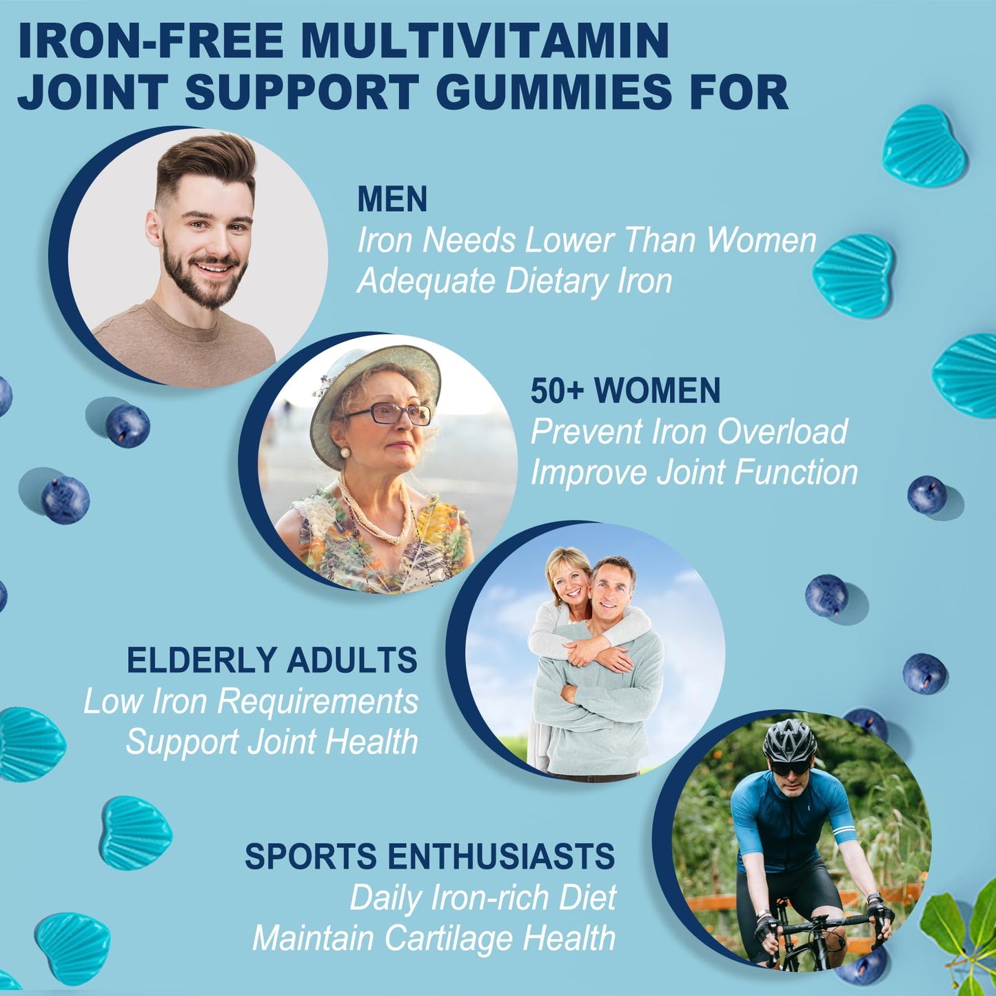 LILICARE Sugar Free Methylated Multivitamin 50+ Gummies with Glucosamine Chondroitin MSM