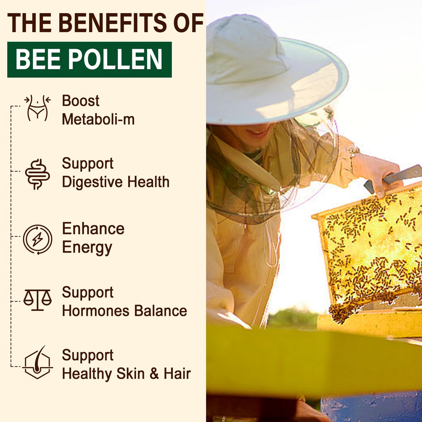 LILICARE Digestive Health & Weight Bee Pollen Organic 1000mg, w/Probiotics, Prebiotics & Turmeric, Bee Pollen Gummies Rich in B-Vitamin, Antioxidants, Amino Acids, for Digestive, Weight & Energy