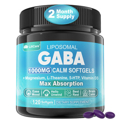 LILICARE GABA 1000mg Liposomal Calm Supplement – 120 Softgels
