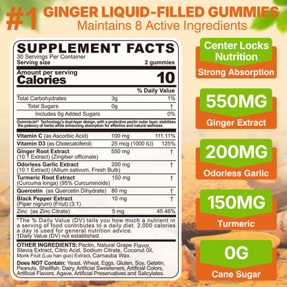 LILICARE Ginger Chews Gummies - Nausea & Digestive Support (60-count, Sugar Free)